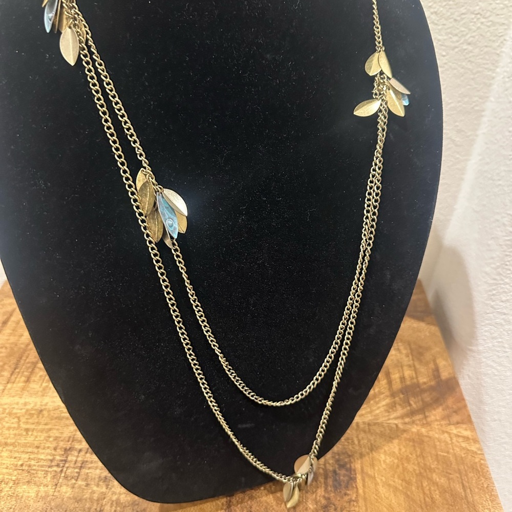 Coldwater creek Elegant Gold and Silver Leaf Necklace Set earrings - Picture 2 of 3